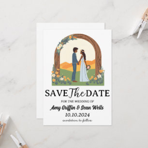 modern boho chic fall save the date cards