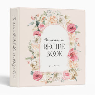 Modern boho chic floral personalized cookbook binder