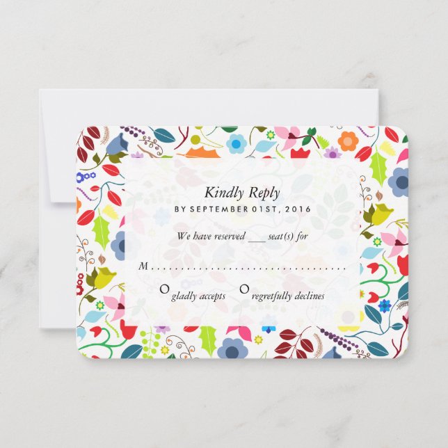 Modern Boho Chic Floral Wedding RSVP (Front)