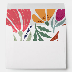 Modern Boho Chic Retro Colourful Floral Wedding Envelope