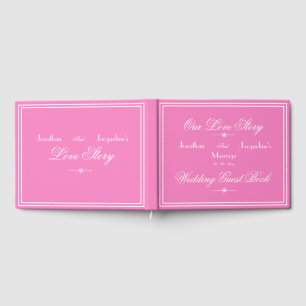 Modern Boho Chic Script Elegant Pink Girly Wedding Guest Book