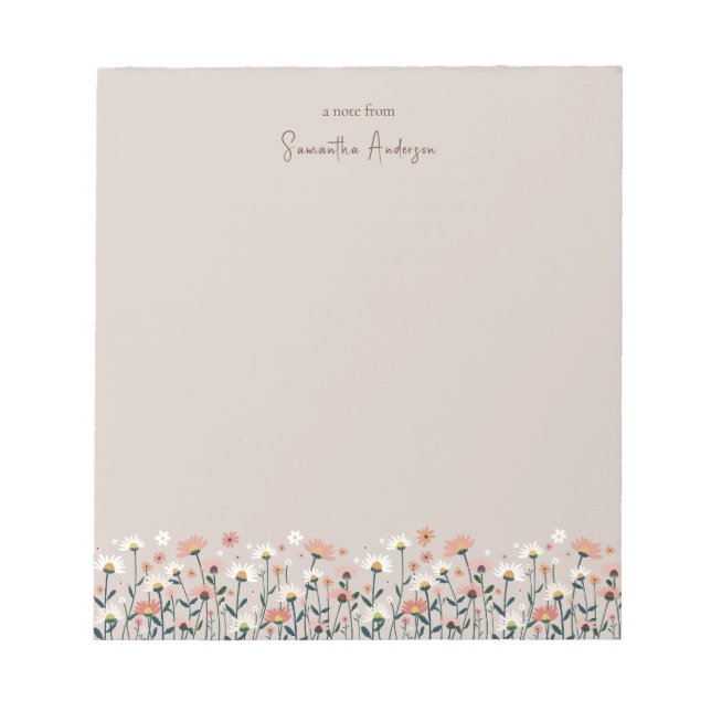 Modern Boho Chic Wildflower Taupe Notepad (Front)