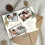 Modern Boho Christmas 3 Photo Collage Pine Trees Holiday Postcard<br><div class="desc">Greet your friends and loved ones a holiday full of peace, joy and happiness with this modern elegant boho Christmas greeting card featuring three lovely photos of your family in an unusual collage embellished with hand painted watercolor pine trees. (The placement photos are from Pexels photographed by Ketut Subiyanto are...</div>