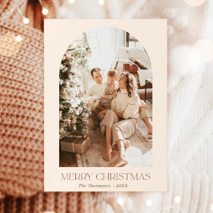 Modern Boho Christmas Card   Terracotta Photo Card