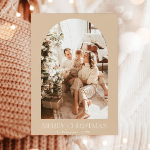Modern Boho Christmas Card Terracotta Photo Card