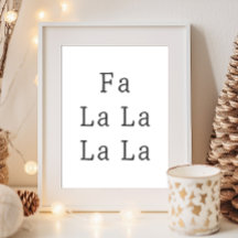 Modern Boho Christmas Fa La La Wall Art Print