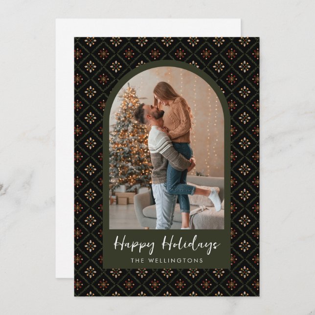 Modern Boho Christmas Holiday Pattern Arch Photo (Front/Back)