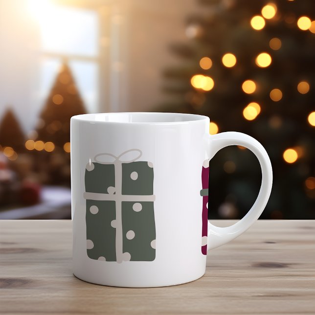 Modern Boho Christmas Polka Dot Present Coffee Mug (Creator Uploaded)