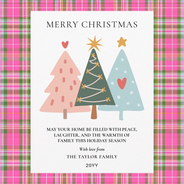 Modern Boho Christmas Trees Holiday Postcard (Modern Boho Christmas Trees Holiday Postcard)
