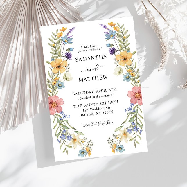 Modern Boho Colourful Wildflower Floral Wedding Invitation (Creator Uploaded)