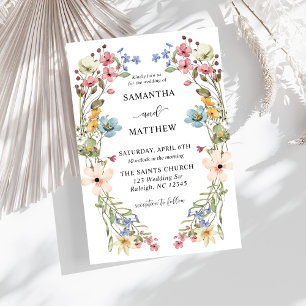 Modern Boho Colourful Wildflower Floral Wedding Invitation