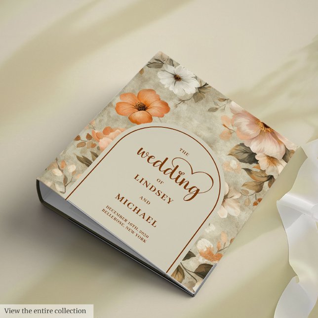 Modern Boho Copper Ivory Sage Slate Green Floral Binder (Modern Boho Copper Ivory Slate Green Floral Ring Binder

)