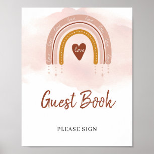 Modern Boho Copper Rust Rainbow Guest Book Sign