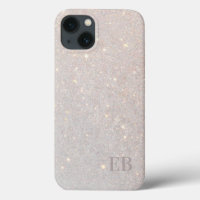 Modern Boho Cream Glitter Subtle Initials Monogram
