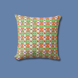 Modern Boho Cross Stitch Seamless Folk Pattern  Throw Pillow