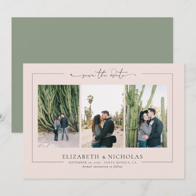Modern Boho Desert | 3 Photo Save the Date (Front/Back)