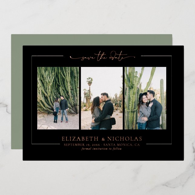 Modern Boho Desert | 3 Photo Save the Date (Front/Back)