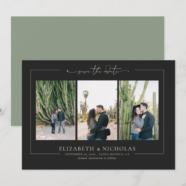 Modern Boho Desert | 3 Photo Save the Date (Front/Back)