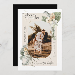 Modern Boho Desert Floral Photo Save the Date