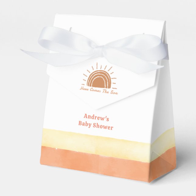 Modern Boho Desert Here Comes The Son Baby Shower  Favor Box (Front Side)