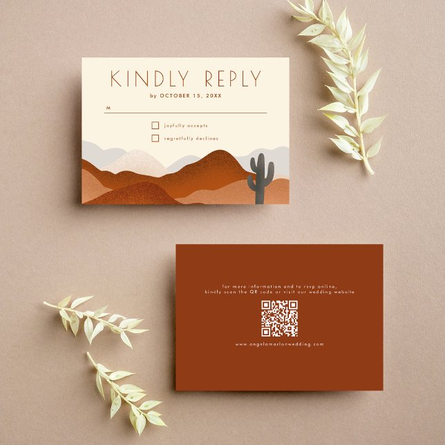 Modern Boho Desert Mountain Cactus Wedding  RSVP Card (Creator Uploaded)