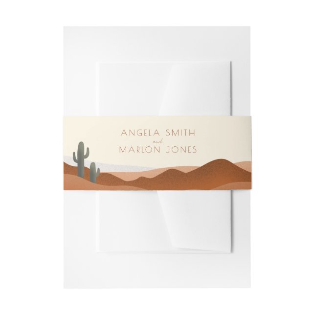 Modern Boho Desert Terracotta Wedding Invitation Belly Band (Front Example)