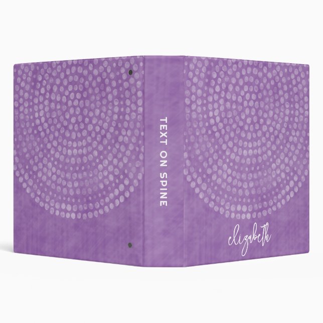 Modern Boho Dot Pattern purple bounce script name Binder (Background)
