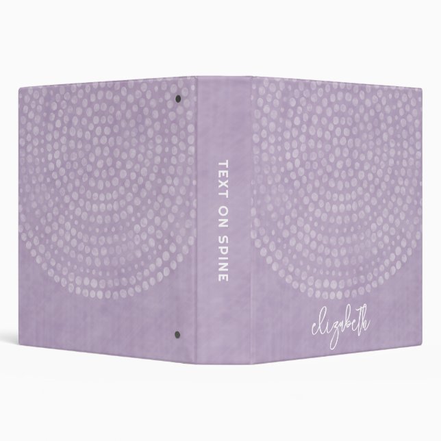 Modern Boho Dot Pattern purple bounce script name Binder (Background)