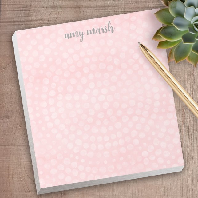 Modern Boho Dot Pattern with bounce script name Notepad (Personalized notepad - great for a gift or your home office)