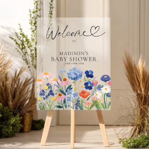 Modern Boho Dusty Blue Baby in Bloom Welcome      Acrylic Sign
