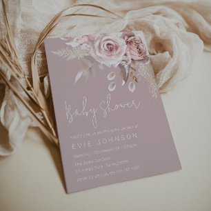 Modern Boho Dusty Rose Baby Shower Invitation