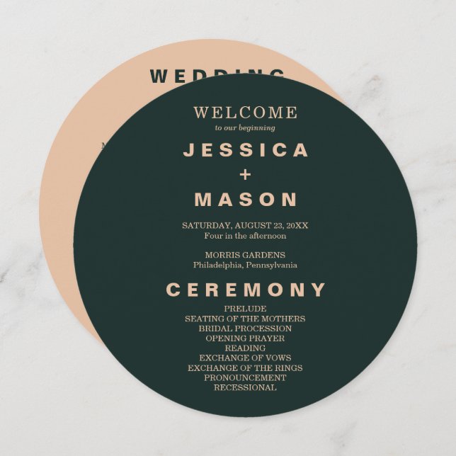 Modern Boho Earth Tone Circle Wedding Program (Front/Back)