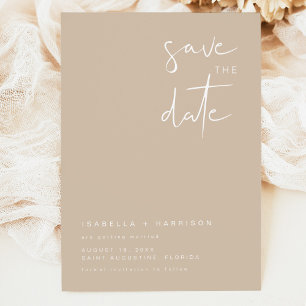 Modern Boho Earth Toned Beige Save the Date Invitation