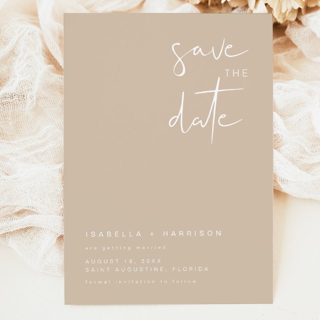 Modern Boho Earth Toned Beige Save the Date  Invitation (Creator Uploaded)