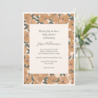 Modern Boho Earthy Ochre Floral Baby Shower