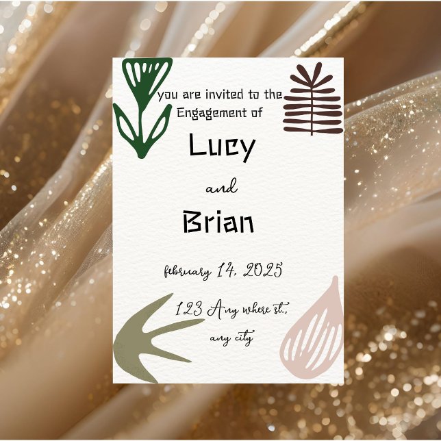Modern Boho Engagement Invitation PRINTED | Plam (Créateur téléchargé)