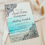 Modern boho floral beach photography Sweet 16 Invitation<br><div class="desc">Celebrate and invite with friends to your sweet sixteen birthday with this elegant,  modern girly Sweet Sixteen theme featuring hand drawn boho grey black  floral lace mandala on a modern beach photography</div>