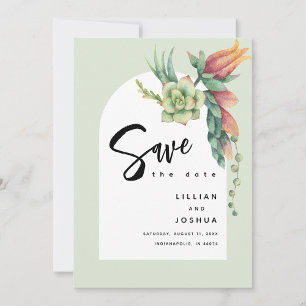 Modern Boho Floral Botanical Succulent Greenery Save The Date