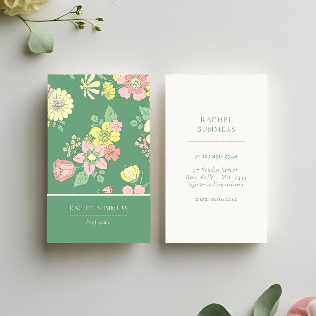 Modern Boho Floral Colourful  Business Card (Creator Uploaded)