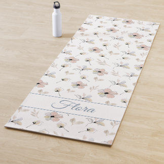 Modern Boho Floral Customizable Yoga Mat 