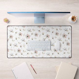 Modern Boho Floral Design Desk Mat