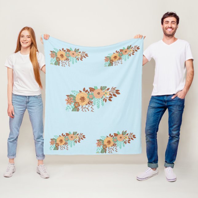  Modern Boho Floral Home Decor Fleece Blanket (In Situ)