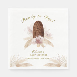 Modern Boho Floral Ice Cream Popcicle Baby Shower  Napkin