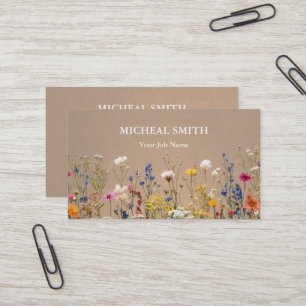 Modern Boho Floral Kraft  Business Card