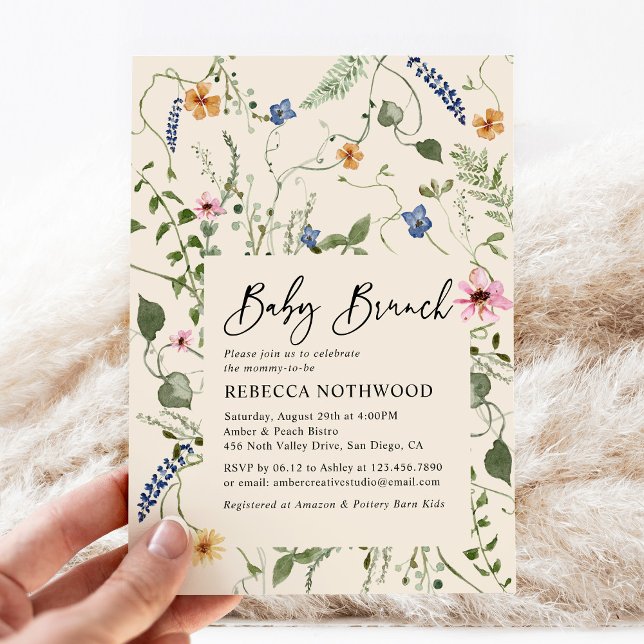 Modern Boho Floral Neutral Baby Brunch Shower Invitation (Creator Uploaded)