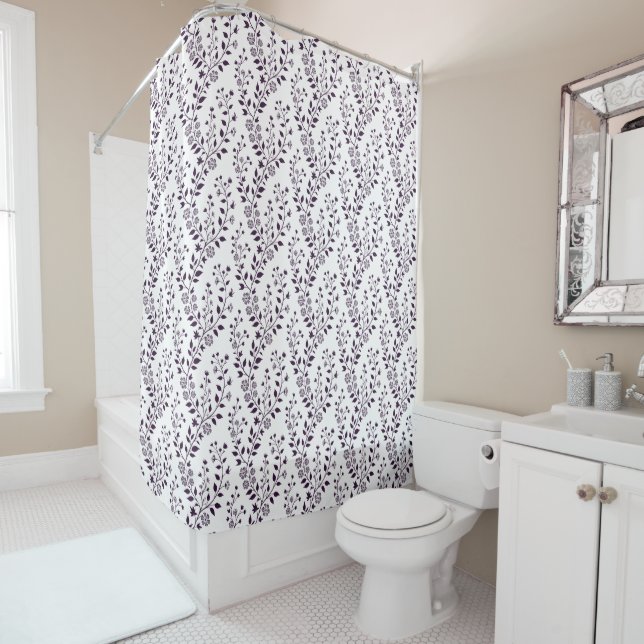 Modern Boho Floral Pattern Plum White (In Situ)