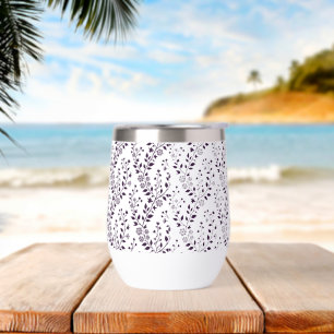 Modern Boho Floral Pattern Plum White