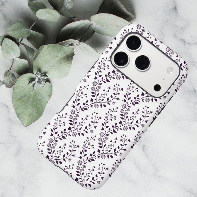 Modern Boho Floral Pattern Plum White (Créateur téléchargé)