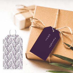 Modern Boho Floral Pattern Plum White Gift Tags