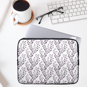 Modern Boho Floral Pattern Plum White Laptop Sleeve